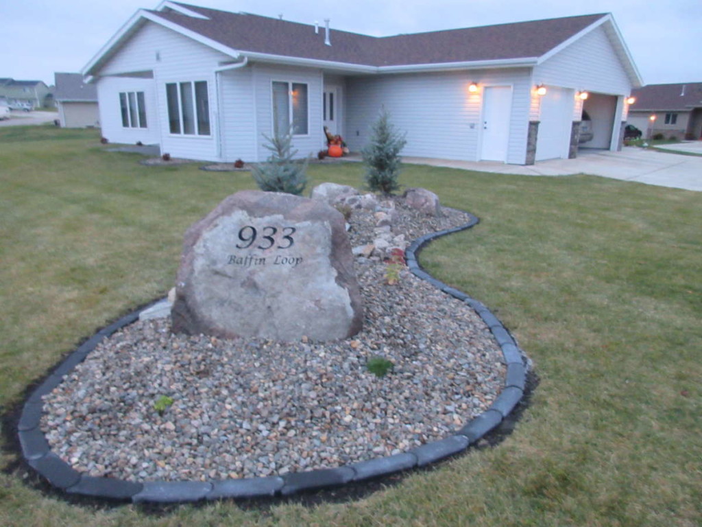 Custom Yard With Address Rock – Legacy Landscaping, Bismarck Mandan ND